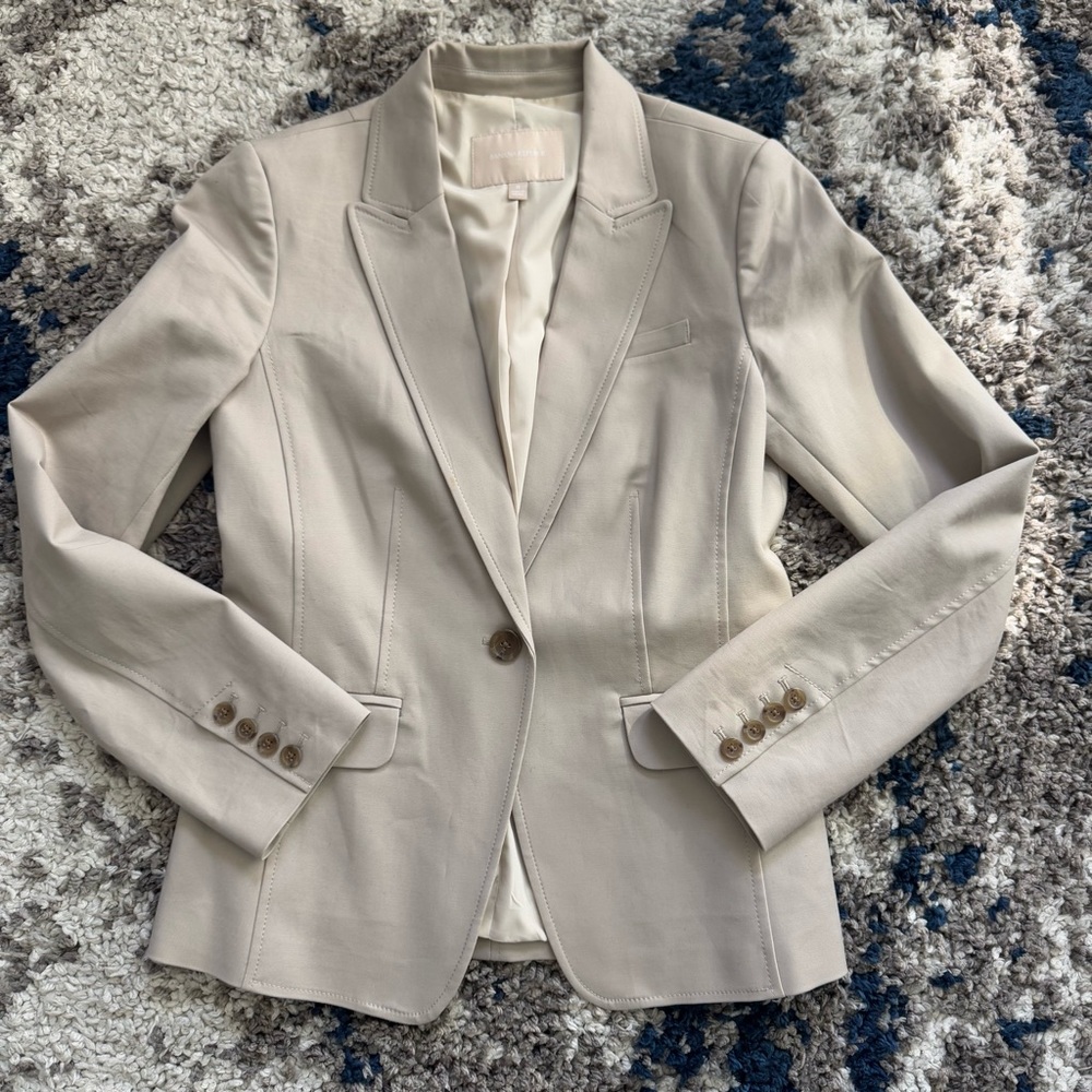 Banana Republic Cream Ivory Blazer Women Size 8 Cotton Blend